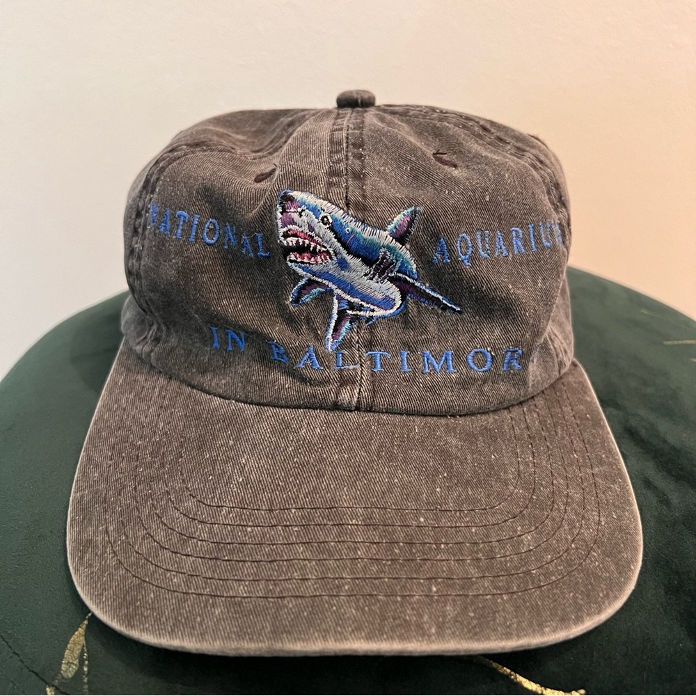 National Aquarium In Baltimore Embroidered Shark Buckleback Gray Hat